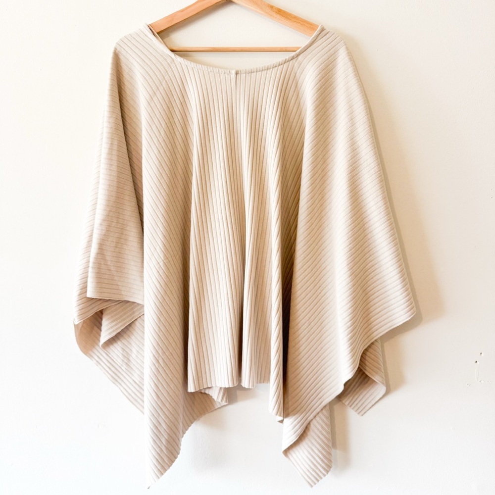Zara Beige V-Neck Cape Size Small - Picture 5 of 11